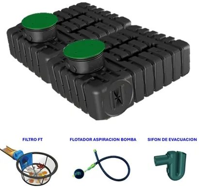 Deposito reutilizacion pluviales baja profundidad 5000 litros