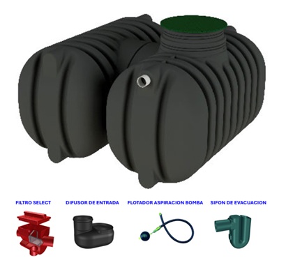 Deposito reutilizacion aguas pluviales 5000 litros con Kit de Filtracion